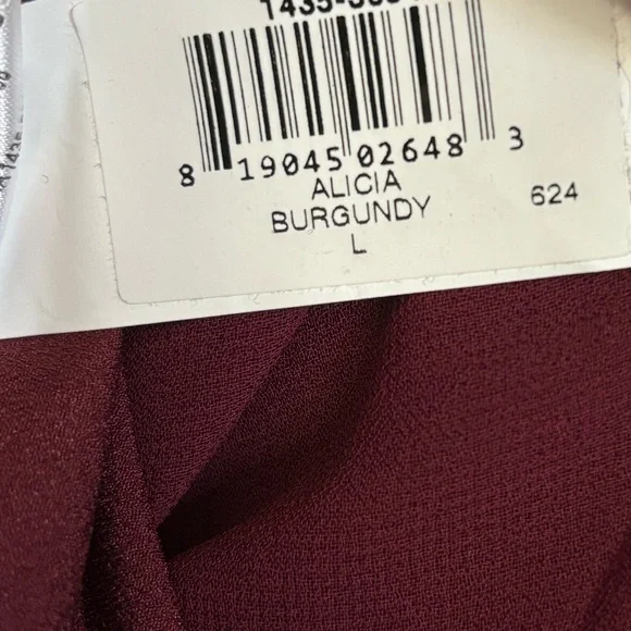 Dress The Population ALICIA Fit & Flare Burgundy Midi Dress Size: L - Picture 8 of 8